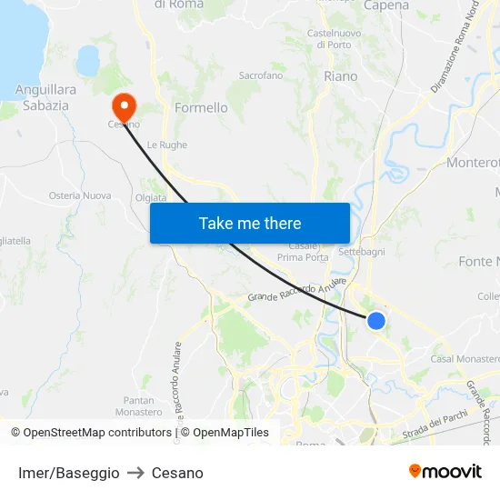 Imer/Baseggio to Cesano map