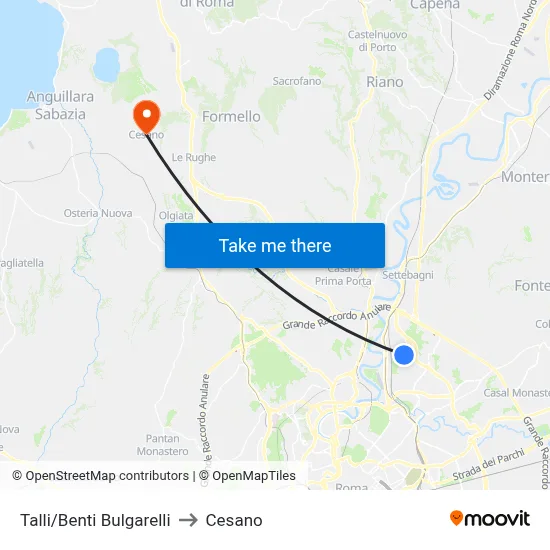 Talli/Benti Bulgarelli to Cesano map