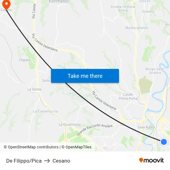 De Filippo/Pica to Cesano map
