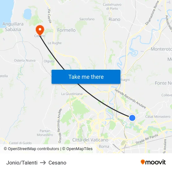 Jonio/Talenti to Cesano map