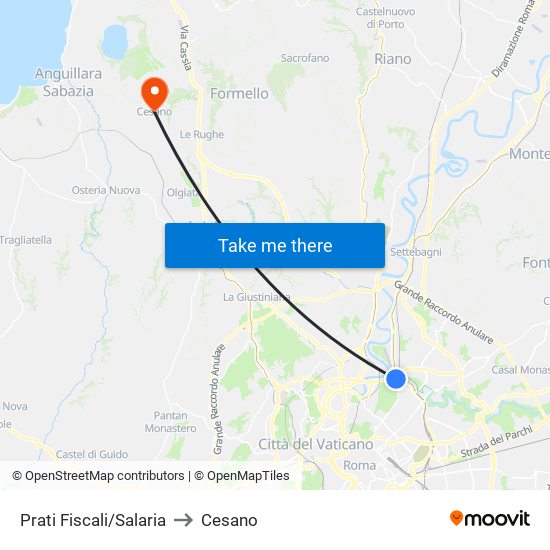 Prati Fiscali/Salaria to Cesano map