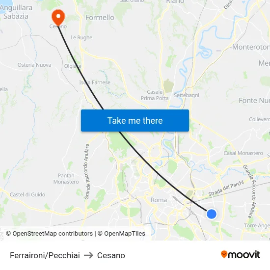 Ferraironi/Pecchiai to Cesano map