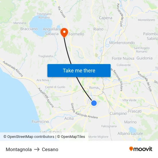 Montagnola to Cesano map