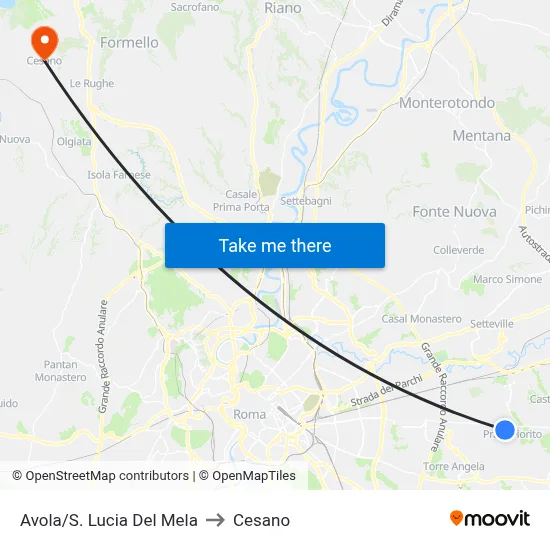 Avola/S. Lucia Del Mela to Cesano map