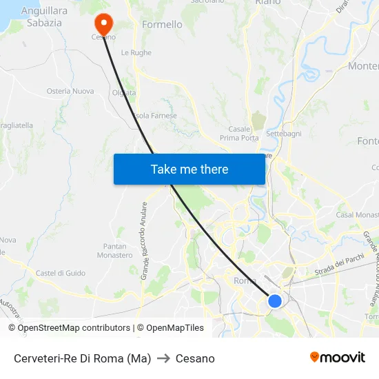 Cerveteri-Re Di Roma (Ma) to Cesano map