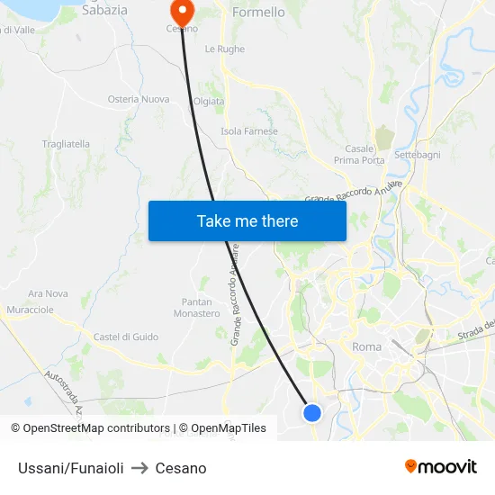 Ussani/Funaioli to Cesano map