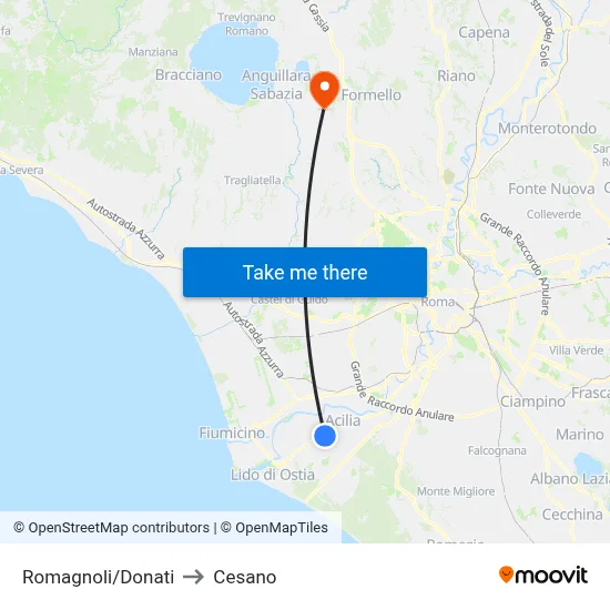 Romagnoli/Donati to Cesano map