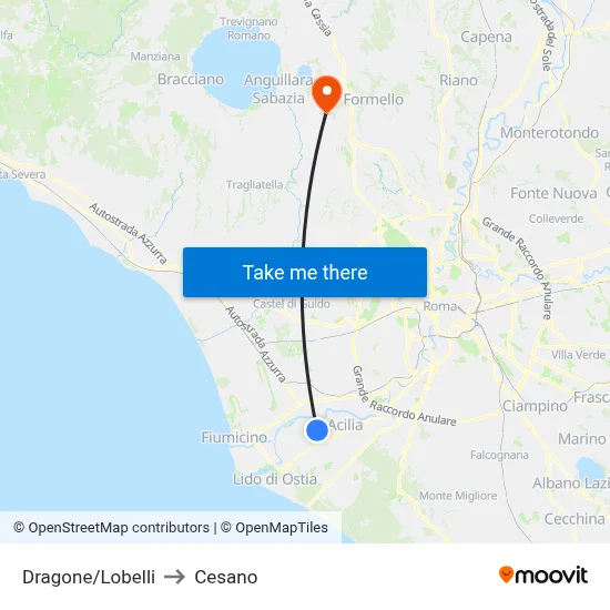 Dragone/Lobelli to Cesano map