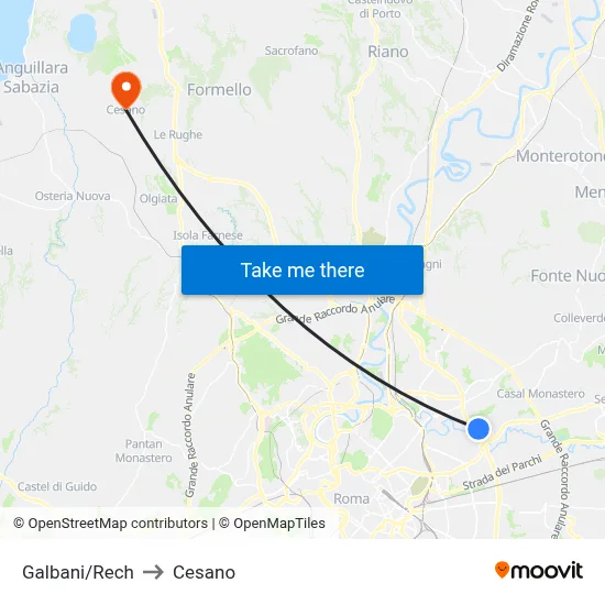 Galbani/Rech to Cesano map