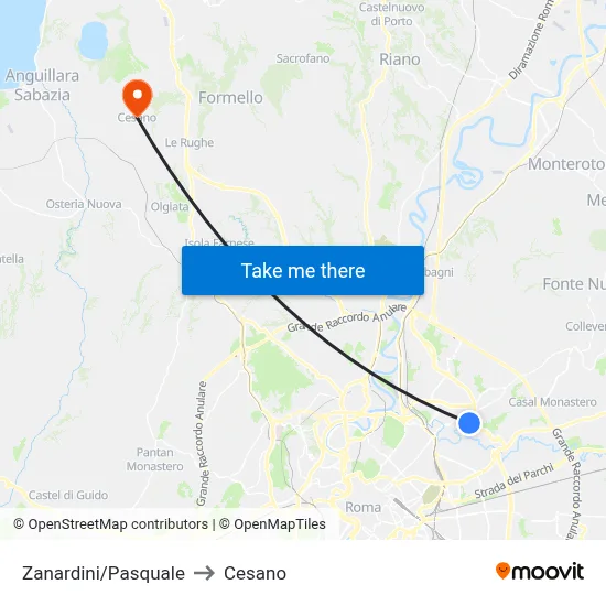 Zanardini/Pasquale to Cesano map