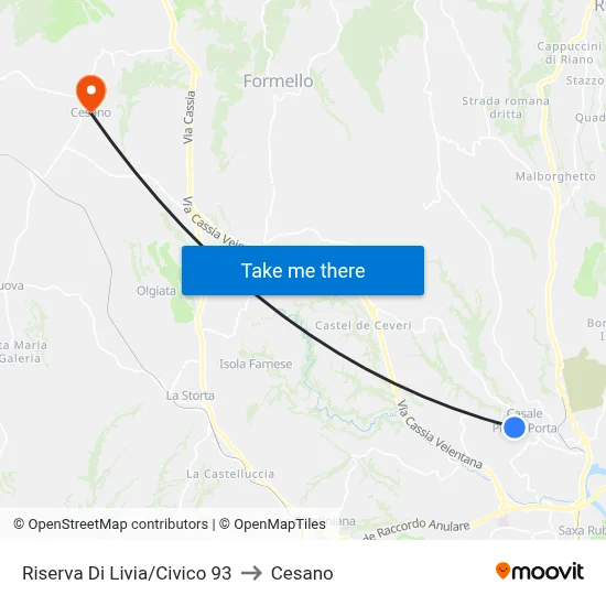 Livia Reserve/Number 93 to Cesano map