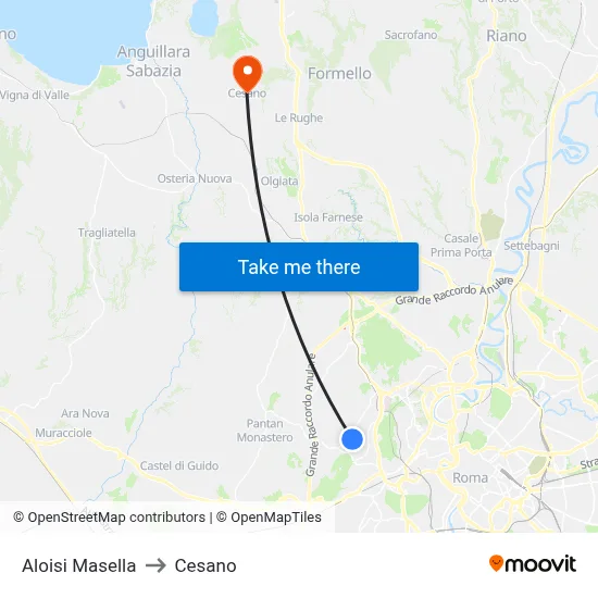 Aloisi Masella to Cesano map