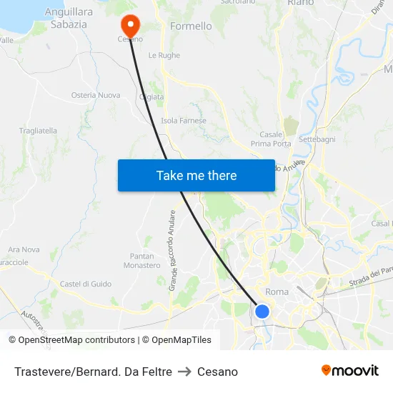 Trastevere/Bernard. Da Feltre to Cesano map