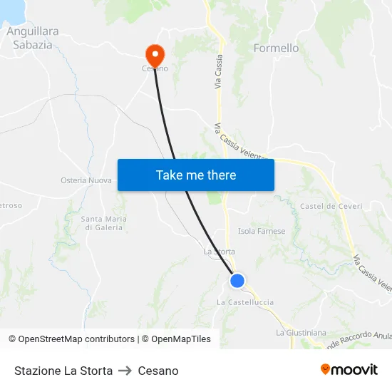 La Storta Station to Cesano map