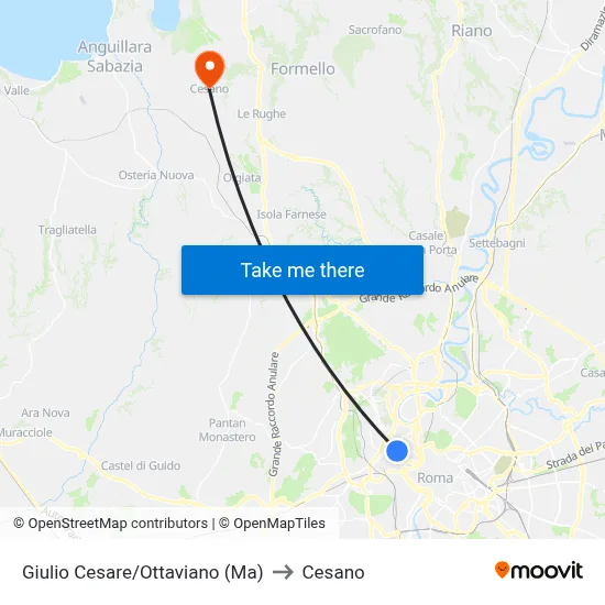 Giulio Cesare/Ottaviano (Ma) to Cesano map