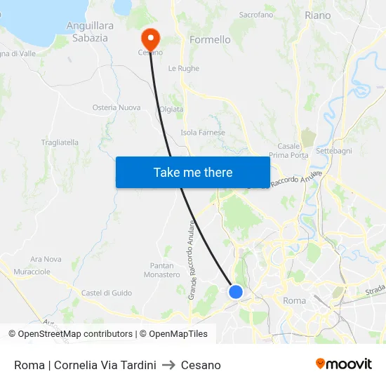 Rome Cornelia Via Tardini to Cesano map