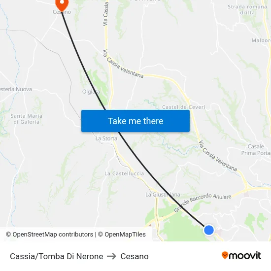 Cassia/Tomb of Nero to Cesano map