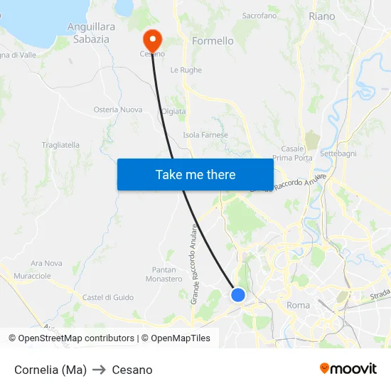 Cornelia (MA) to Cesano map