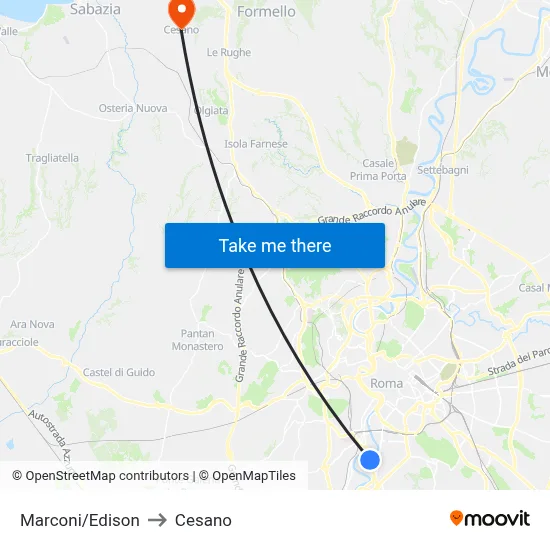 Marconi/Edison to Cesano map