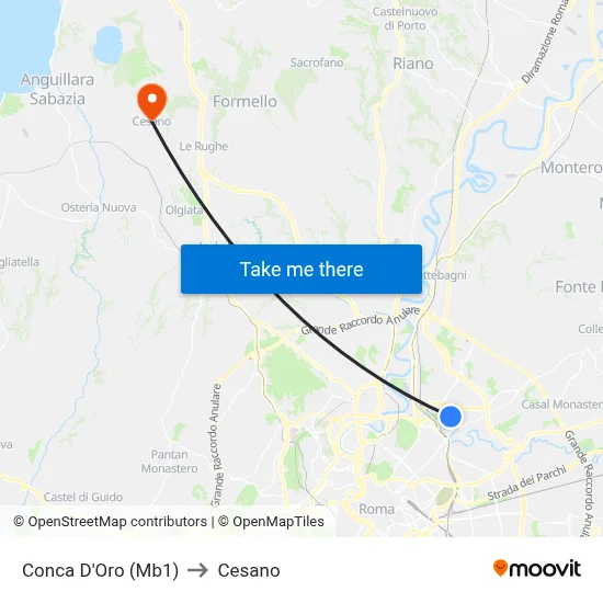 Conca D'Oro (Metro Line 1) to Cesano map