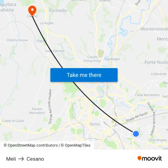 Meli to Cesano map