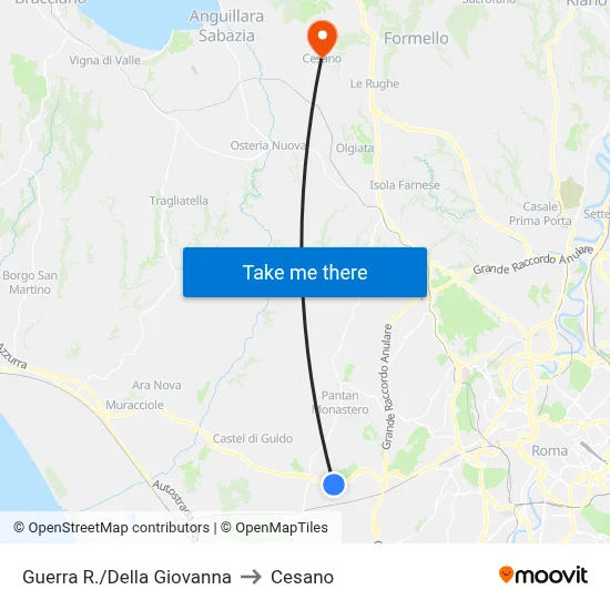 Guerra R./Della Giovanna to Cesano map