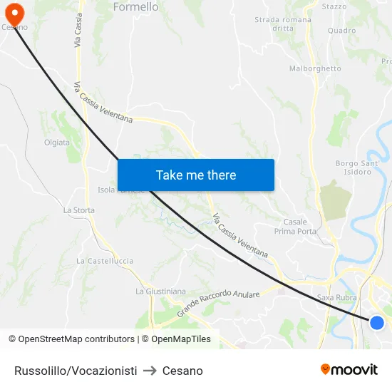 Russolillo/Vocazionisti to Cesano map