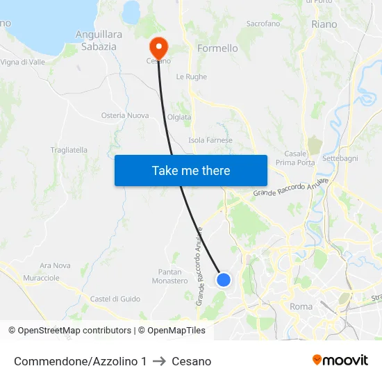 Commendone/Azzolino 1 to Cesano map