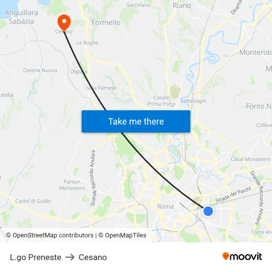 Largo Preneste to Cesano map