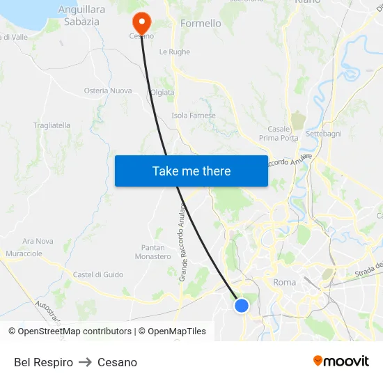 Bel Respiro to Cesano map