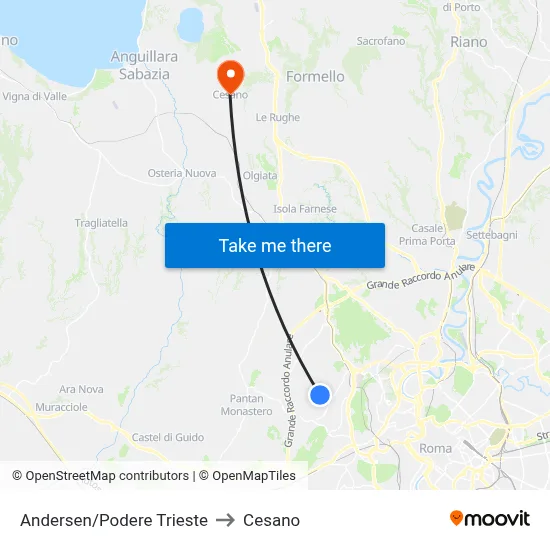 Andersen/Podere Trieste to Cesano map