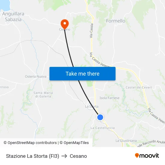 La Storta Station (FL3) to Cesano map