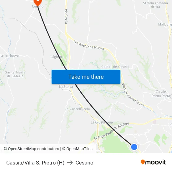 Cassia/Villa S. Pietro (H) to Cesano map