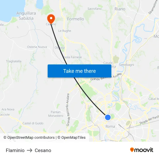 Flaminio to Cesano map
