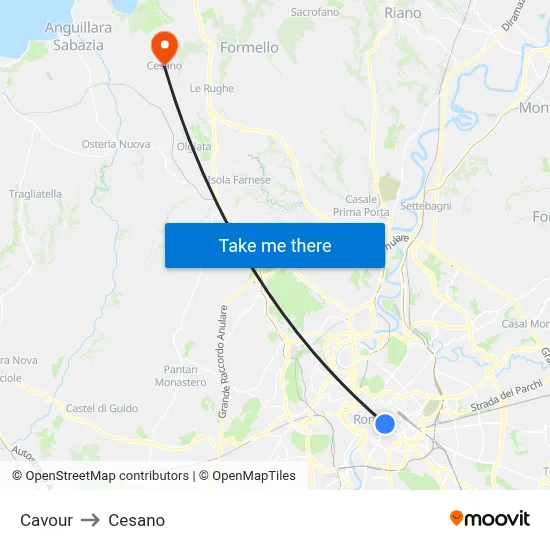 Cavour to Cesano map