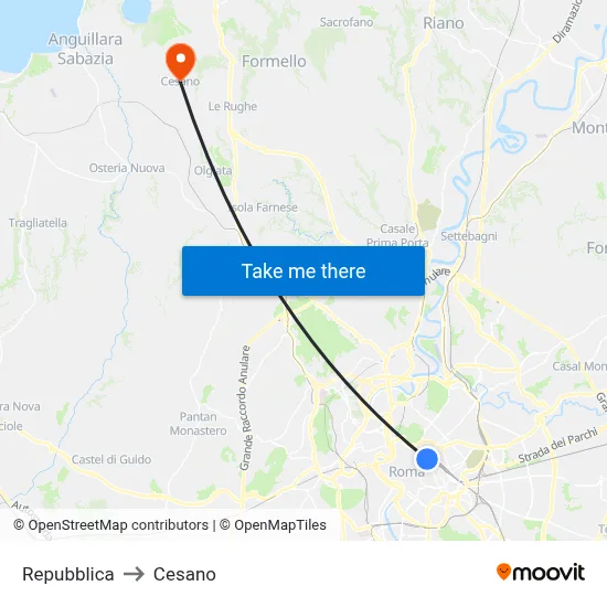 Republic to Cesano map