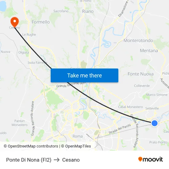Ponte Di Nona (Fl2) to Cesano map