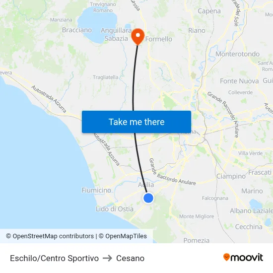 Eschilo/Sports Center to Cesano map