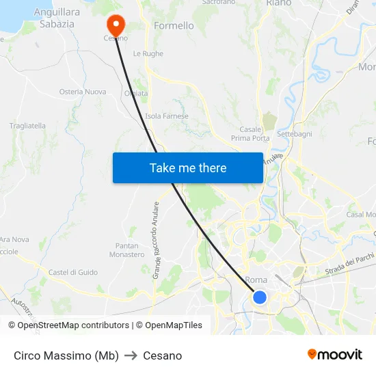 Circus Maximus (Metro) to Cesano map