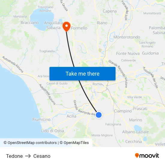 Tedone to Cesano map