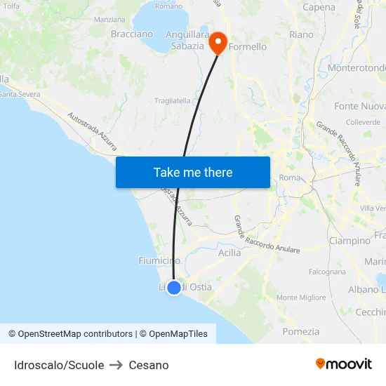 Idroscalo/Schools to Cesano map