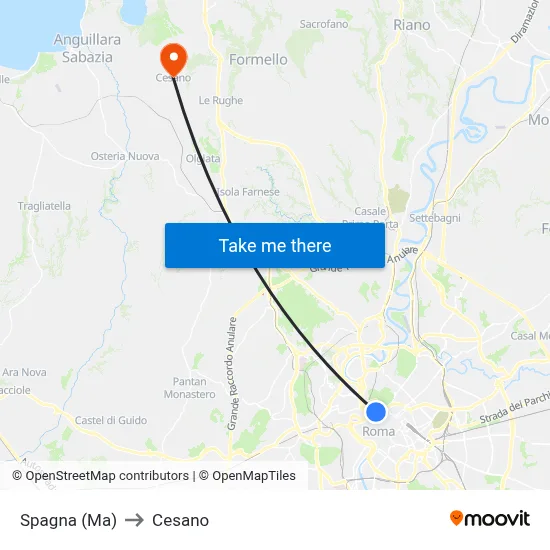 Spagna (Ma) to Cesano map