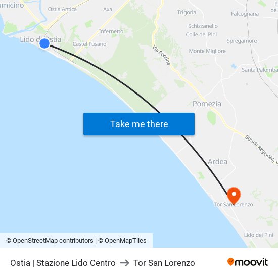 Ostia | Stazione Lido Centro to Tor San Lorenzo map