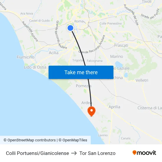 Colli Portuensi/Gianicolense to Tor San Lorenzo map