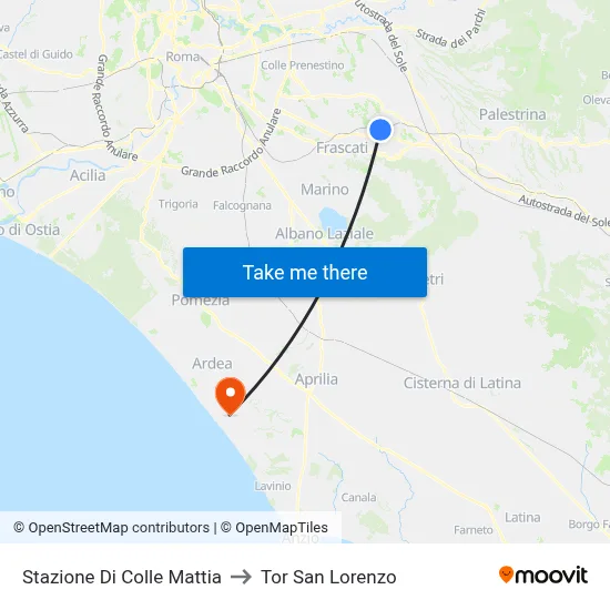 Stazione Di Colle Mattia to Tor San Lorenzo map