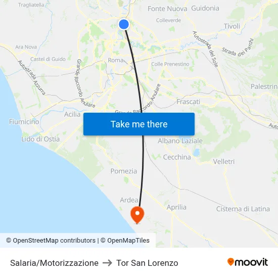 Salaria/Motor Vehicle Department to Tor San Lorenzo map