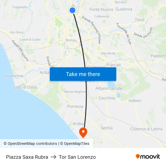Piazza Saxa Rubra to Tor San Lorenzo map