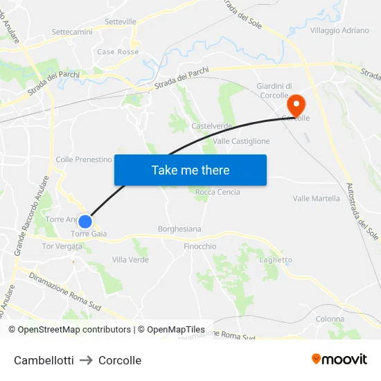 Cambellotti to Corcolle map
