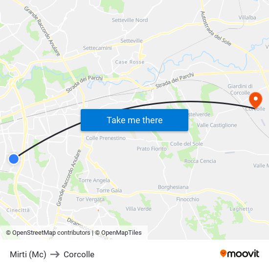 Mirti (Mc) to Corcolle map