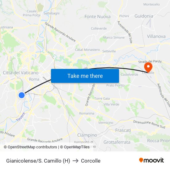 Gianicolense/S. Camillo (H) to Corcolle map